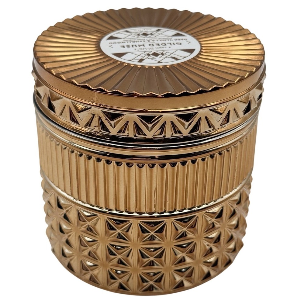 Capri Blue Gilded‎ Muse Dark Vanilla & Sandalwood Bronze Faceted Jar Candle 11oz